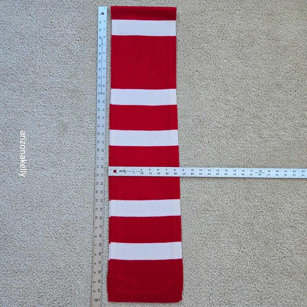NWOT Talbots Cashmere Scarf Red & White Striped - Picture 3 of 13